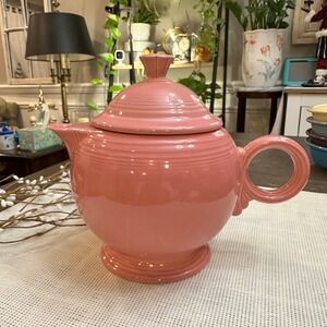 Fiesta Rose Pink Teapot w/ Lid‎ Homer Laughlin Large Ring Handle Vintage